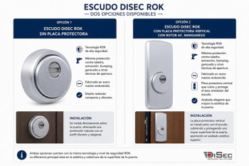 Escudo Disec ROK.Dos opciones disponibles en Cerrajería Pablo Muñóz. Con o sin placa protectora.
